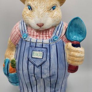 Vintage Farmer Rabbit Cookie Jar [1996]